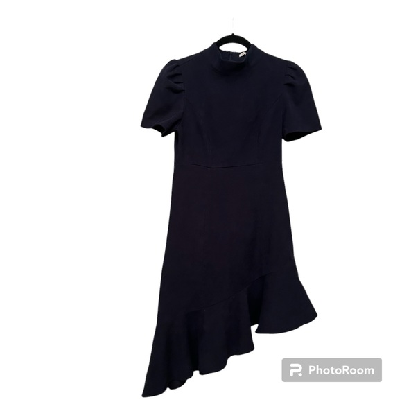 Navy Short Sleeve Mock Neck Corduroy High-Low Dress - Picture 1 of 4